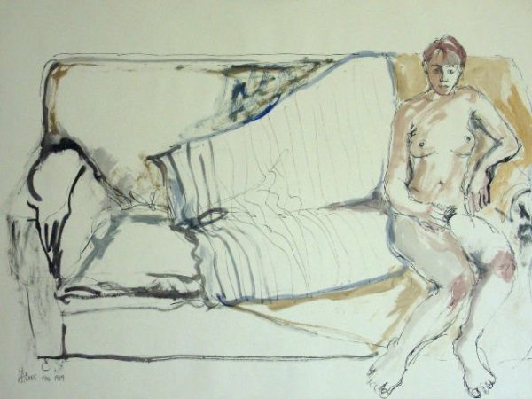 Nude seated on a Sofa