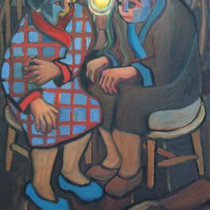 In the Cupboard Under the Stairs. Oil on paper. 38 X 56